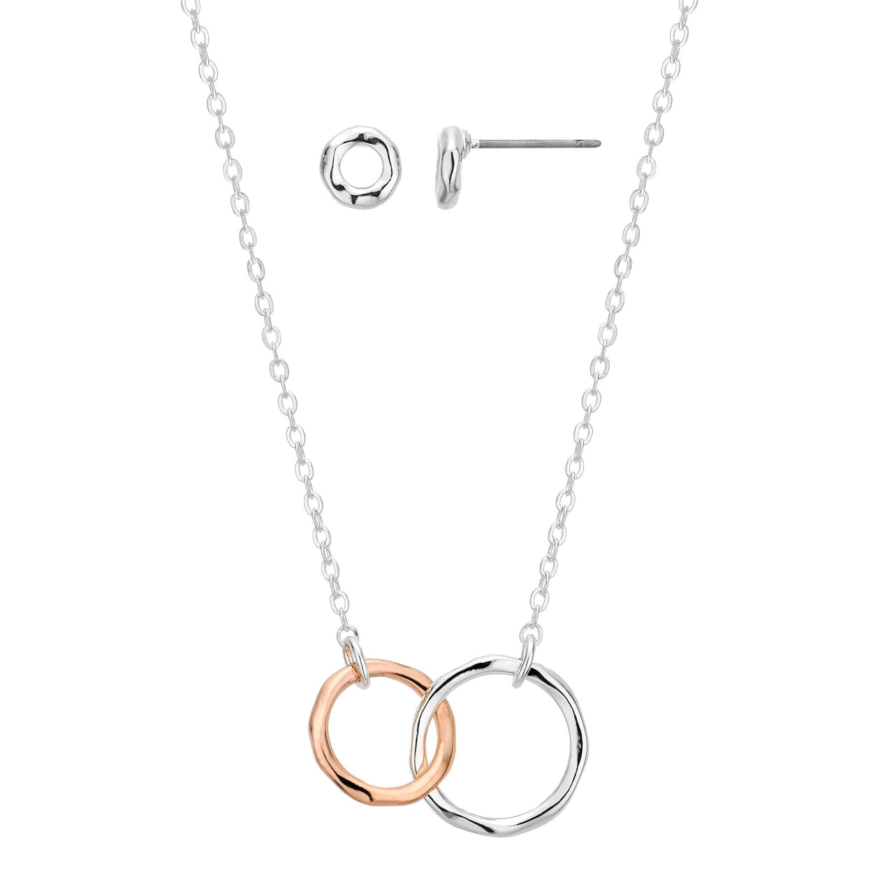 Entwined Rings Necklace & Earrings Set