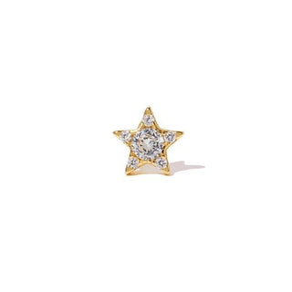 Single Earring Star Ball Screw 925 Slvr 0,5 Gr Gold Plated