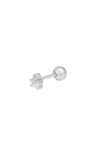 Super Mini Baguette Silver Vermeil Stud Earrings (Ball Screw)