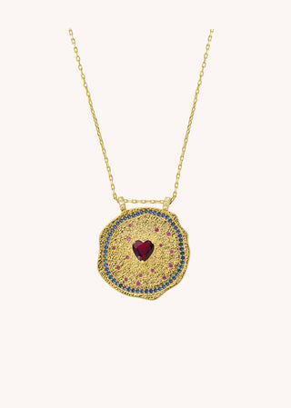 Necklace - Ruby Heart Medaille