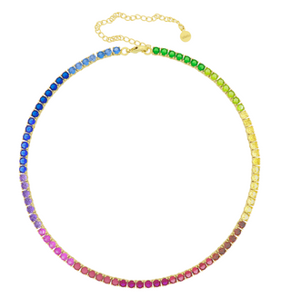 Gigi Tennis Necklace Rainbow 4Mm Gold