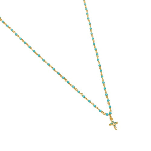 INDIA TURQUOISE CROSS NECKLACE