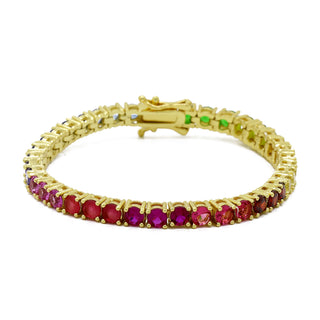 Gigi Tennis Bracelet Rainbow 4Mm Gold