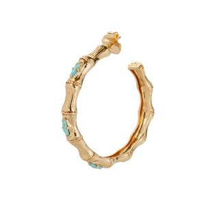 Bambou Strass Hoop Earrings - Turquoise