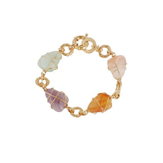 Rainbow Multi Bracelet Gold - Fluorine, Amethyst & Red Hematoide