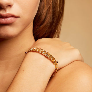 Cesaria Cabochons Bangle Bracelet Gold