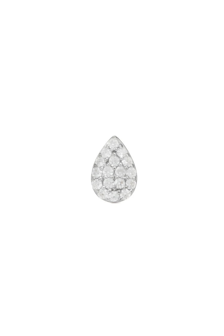 Lacrima Pave Silver Stud Earring (ball screw)