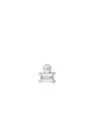 Super Mini Baguette Silver Vermeil Stud Earrings (Ball Screw)