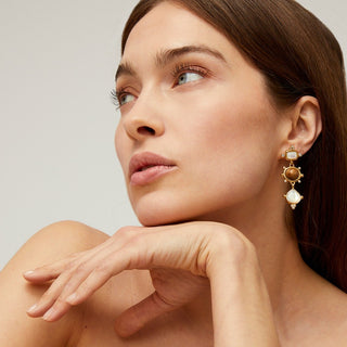 Tiki 3 Earrings - Mother-Of-Pearl & Wood