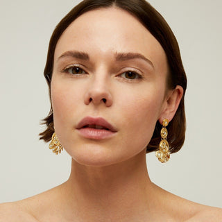 Sequin Triple Rows Earrings Gold