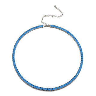 Gigi Tennis Necklace Turquoise/ Silver 4Mm