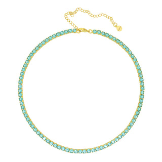 Gigi Tennis Necklace Aqua Gold 4Mm