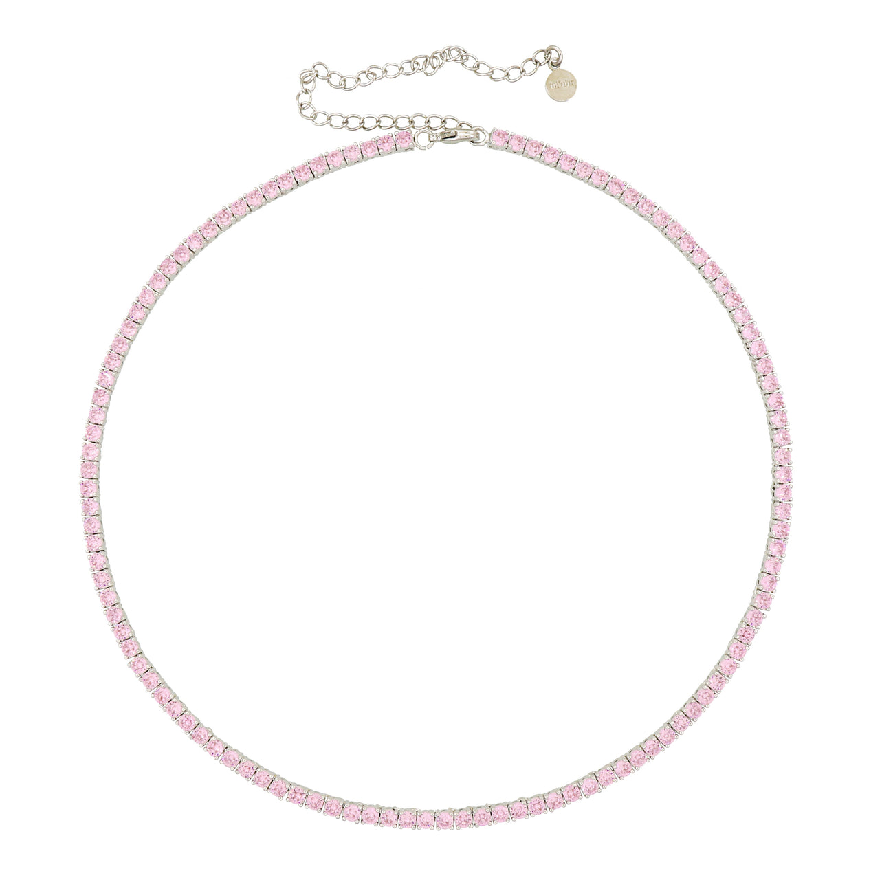 Gigi Tennis Necklace Pink/Silver 3mm