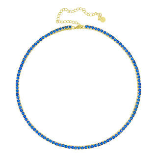 Gigi Tennis Necklace Blue/Gold 3Mm