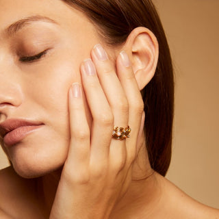 Cesaria Cabochons Bangle Ring Gold