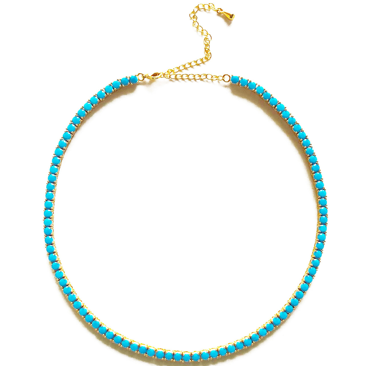 Gigi Tennis Necklace Turquoise 4mm/ Gold