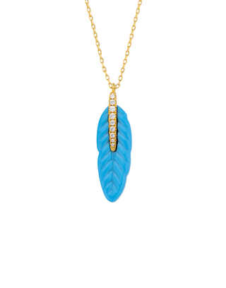 Necklace - Turquoise Plume Or