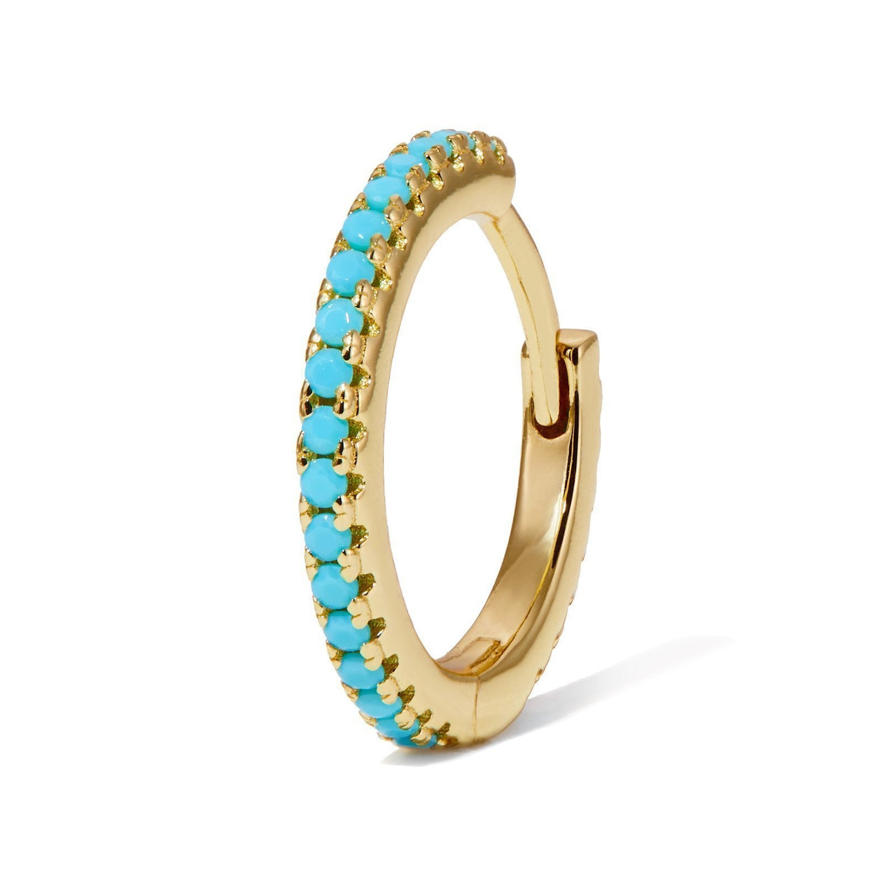 Single earring 11 mm gold vermeil turquoise huggie