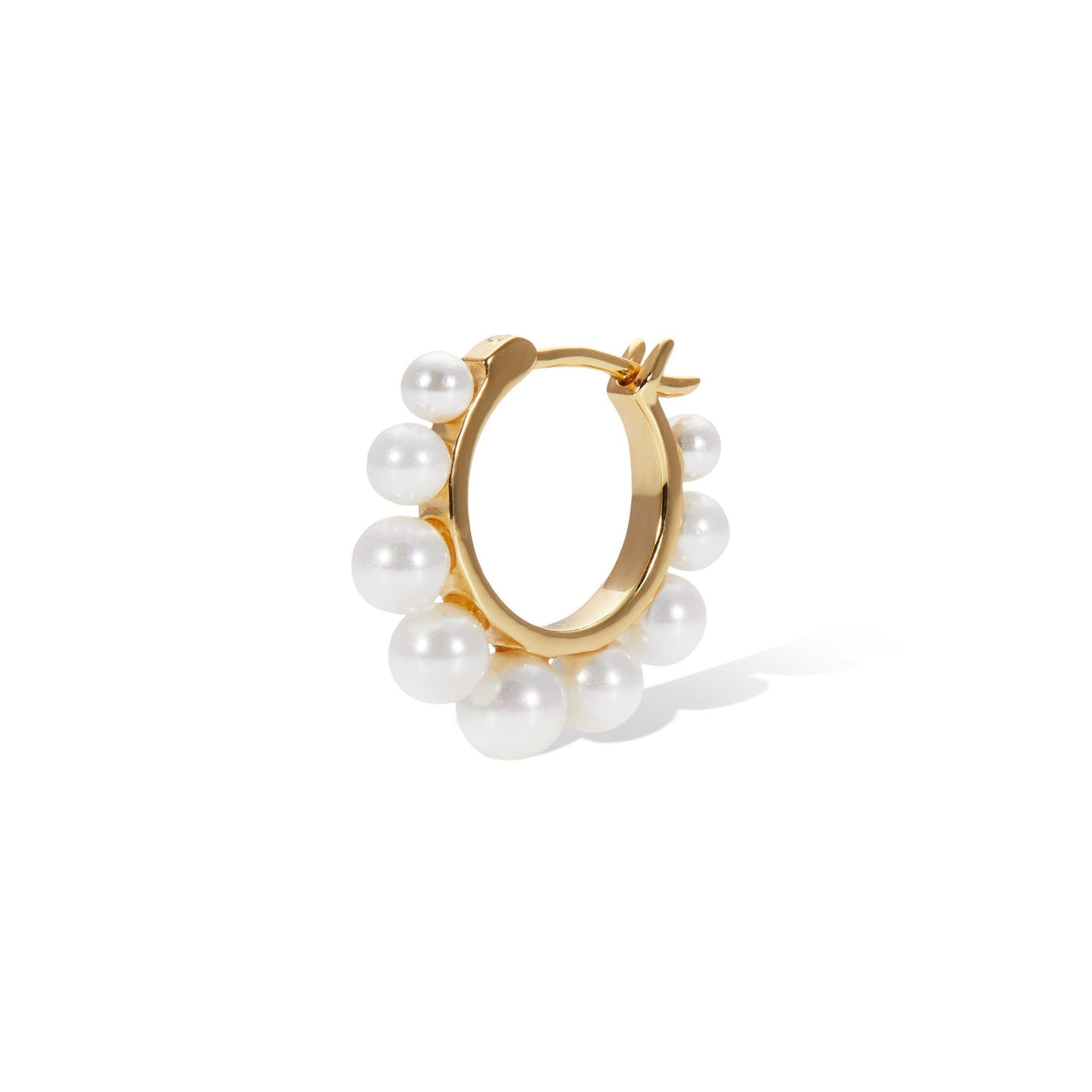 Single earring Tiara Huggie 925 Slvr 2,1 Gr Pearl Gold Plated