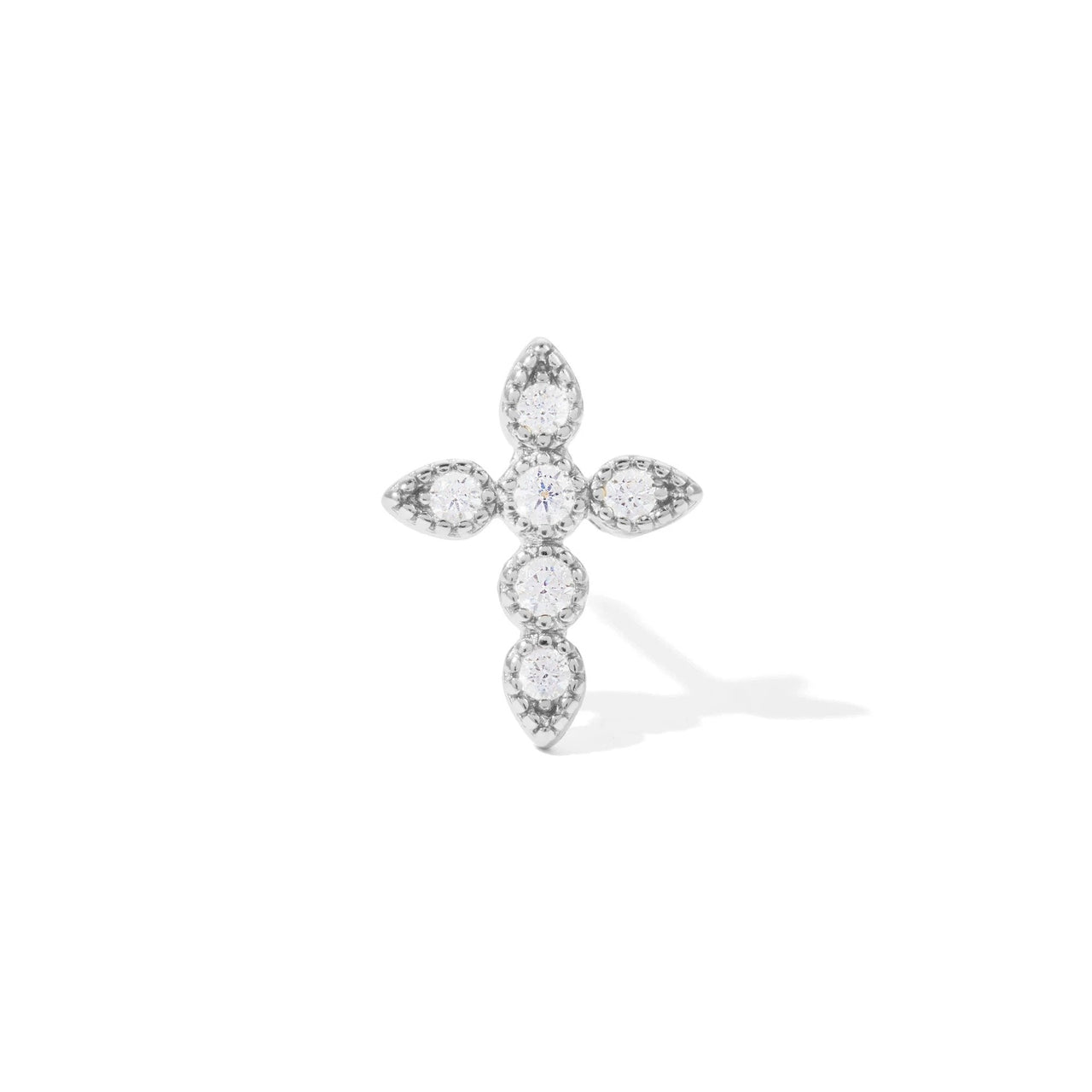 Single earring Cross Sterling Silver Stud