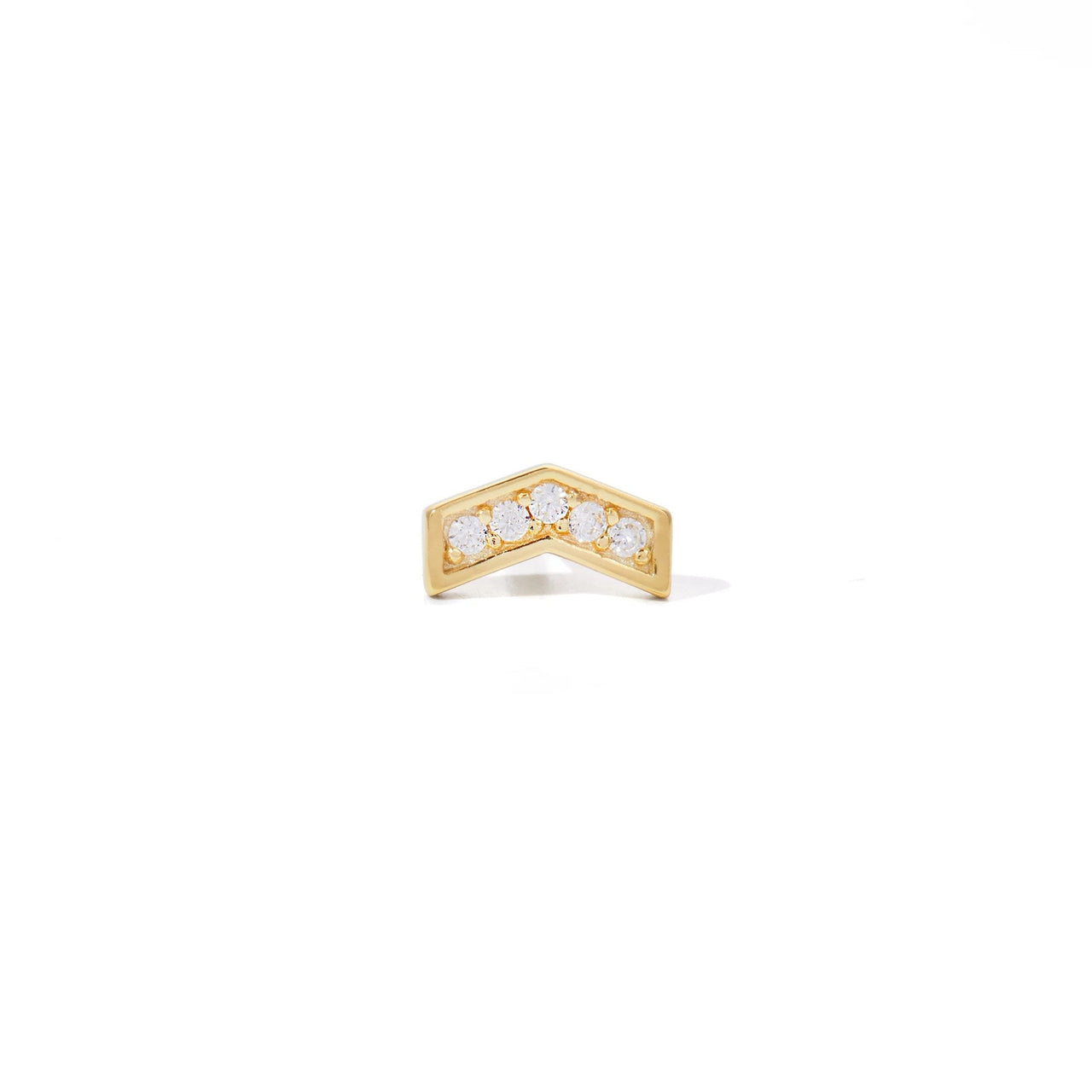 Single earring Chevron Gold Vermeil Stud (Ball Screw)