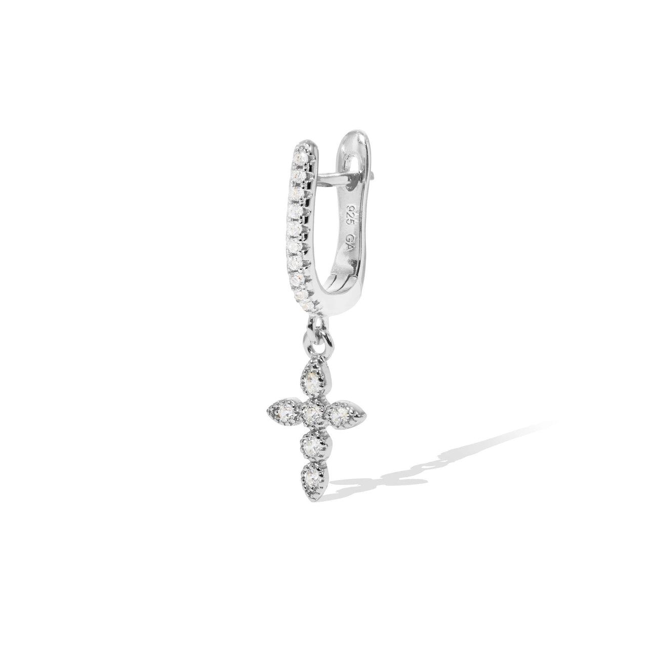 Hanging Pave Cross sterling silver Earring