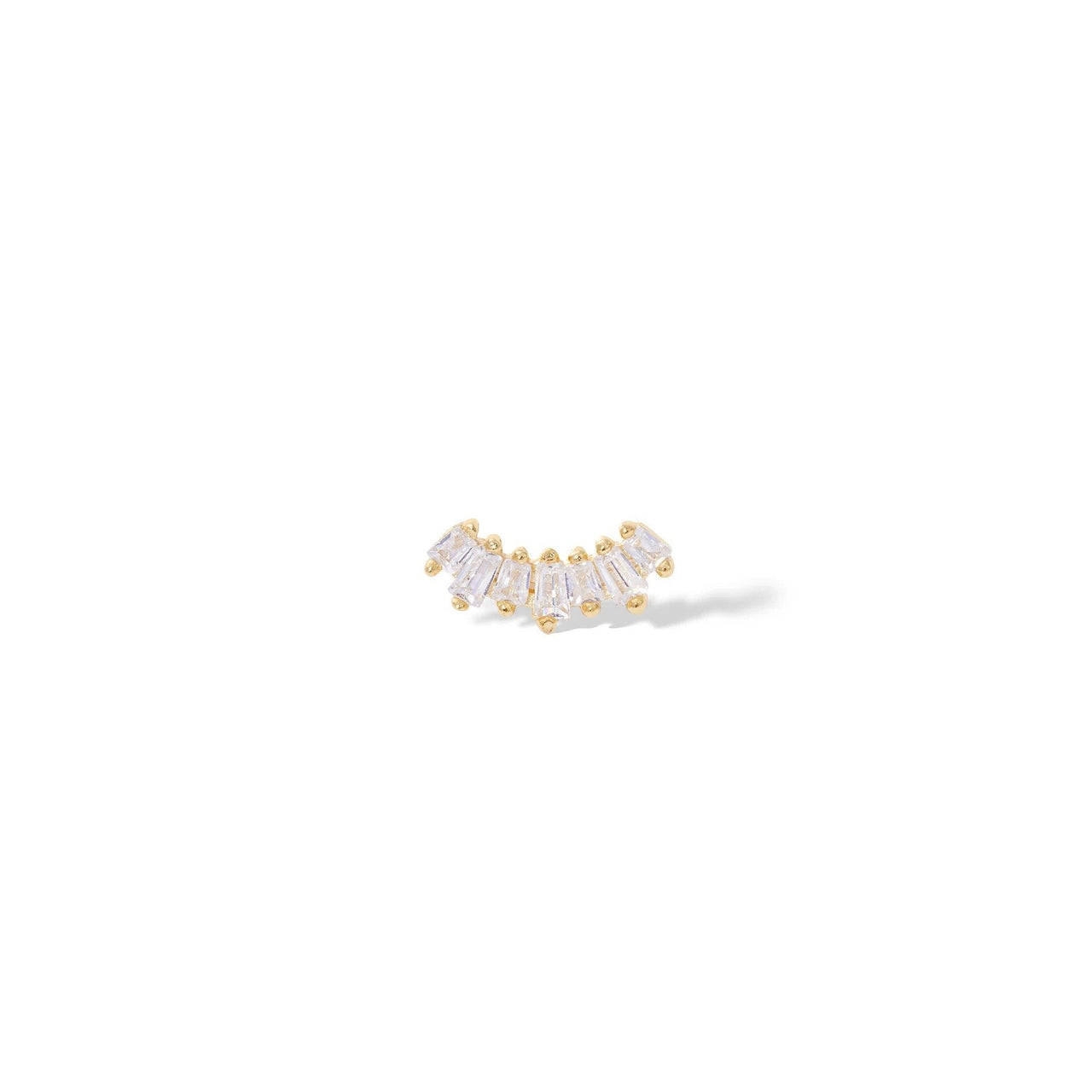 Single earring Baguette Gold Vermeil Stud  (Ball Screw)
