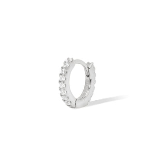 Single earring Simple 8.5Mm Huggie 1Gr 925 Strl Slvr Wh Rh Plated