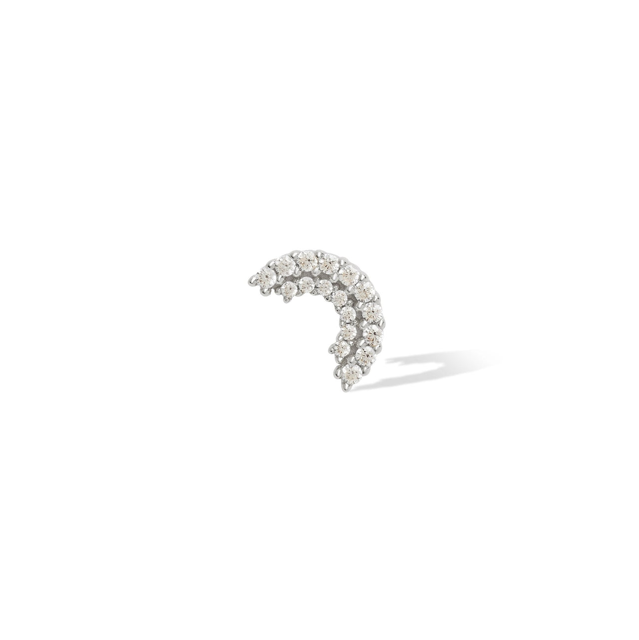Single earring Double half circle sterling silver stud (ball screw)