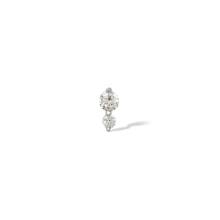 Single earring "True Love" double dot sterling silver stud  (ball screw)