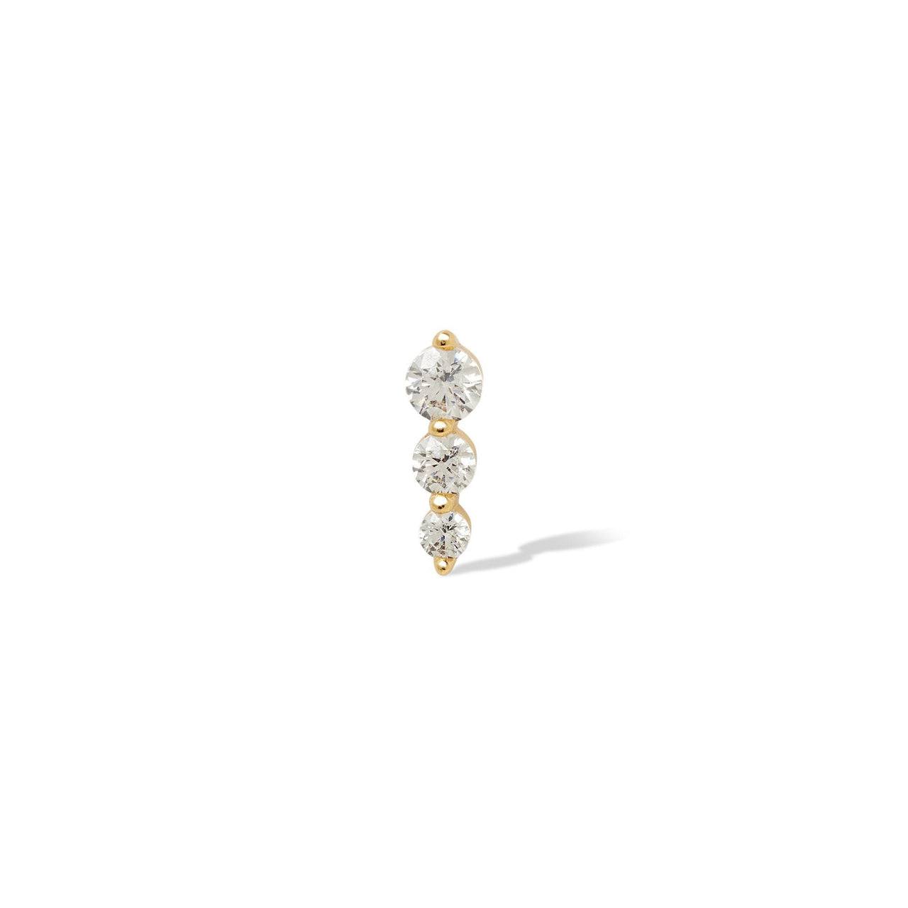 Single earring "True Love" triple dot gold vermeil stud  (ball screw)