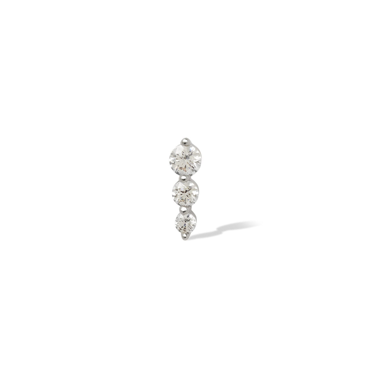Single earring "True Love" triple dot sterling silver stud  (ball screw)