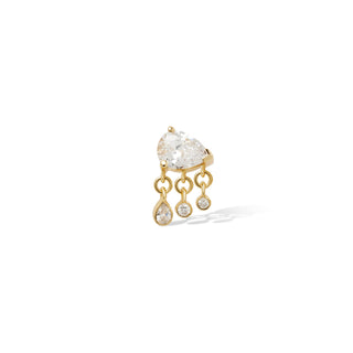 Single earring Triple drippy Celeste gold vermeil stud  (ball screw)