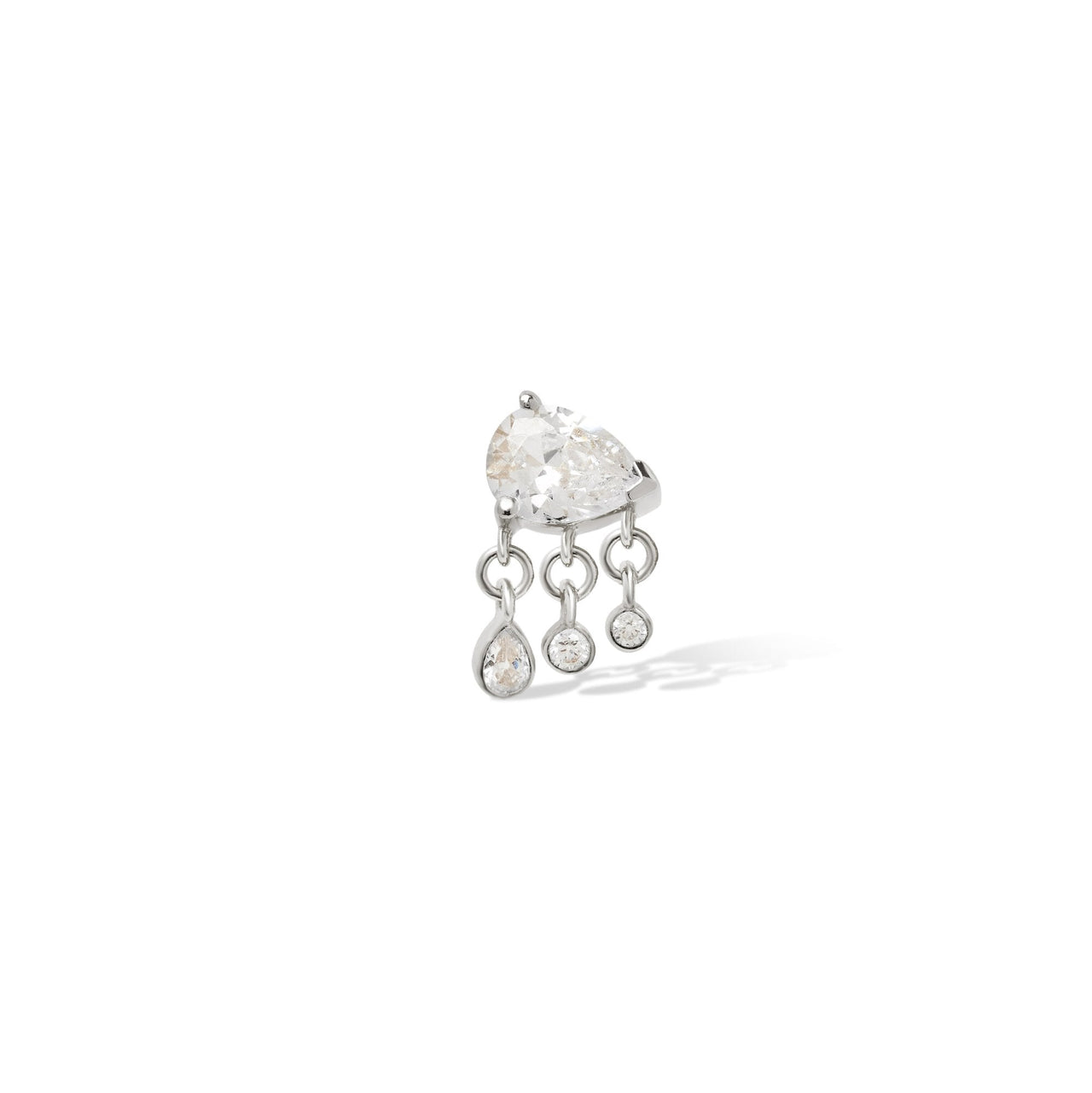 Single earring Triple drippy Celeste sterling silver stud  (ball screw)