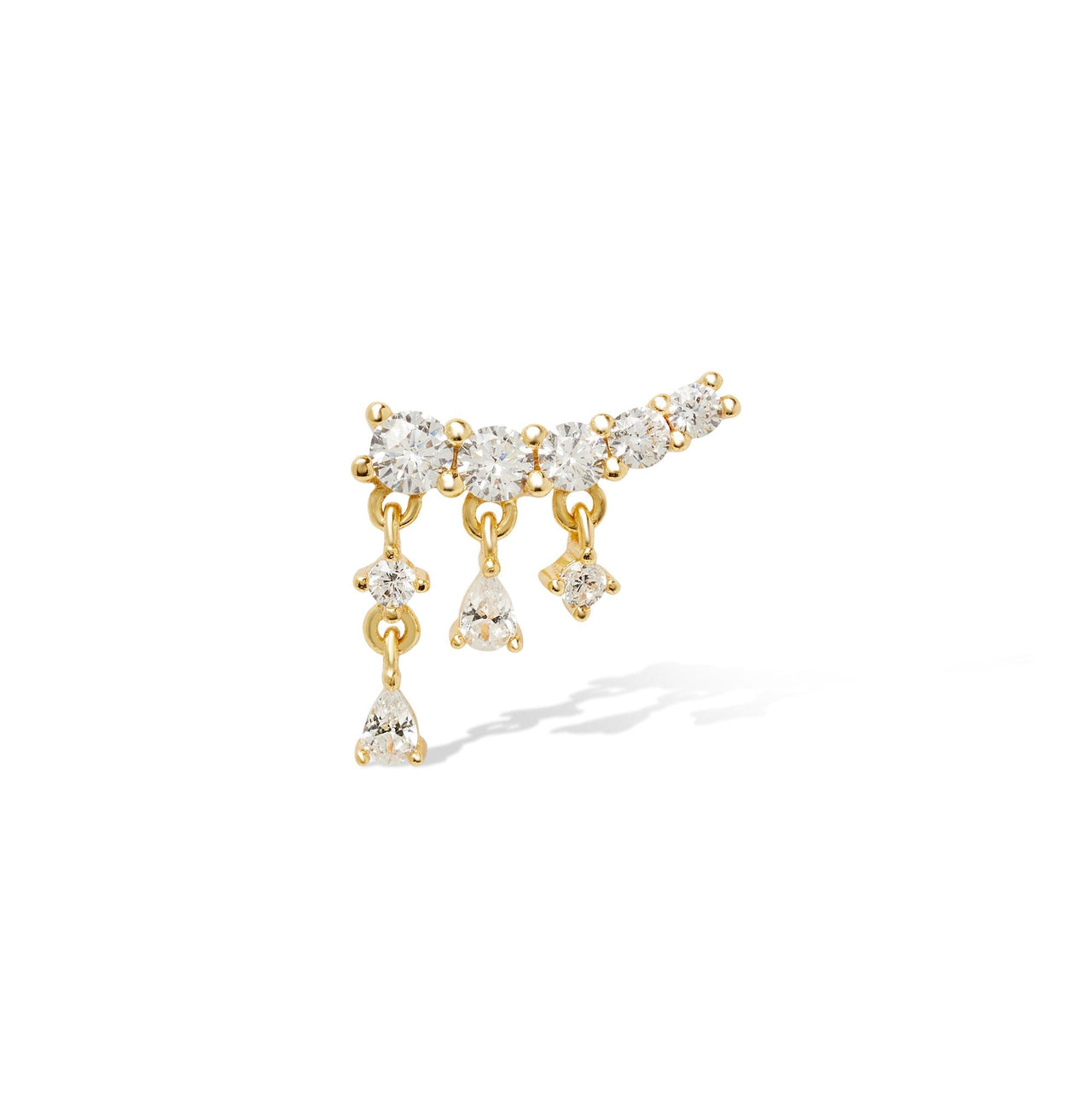 Single earring Drippy croissant gold vermeil stud