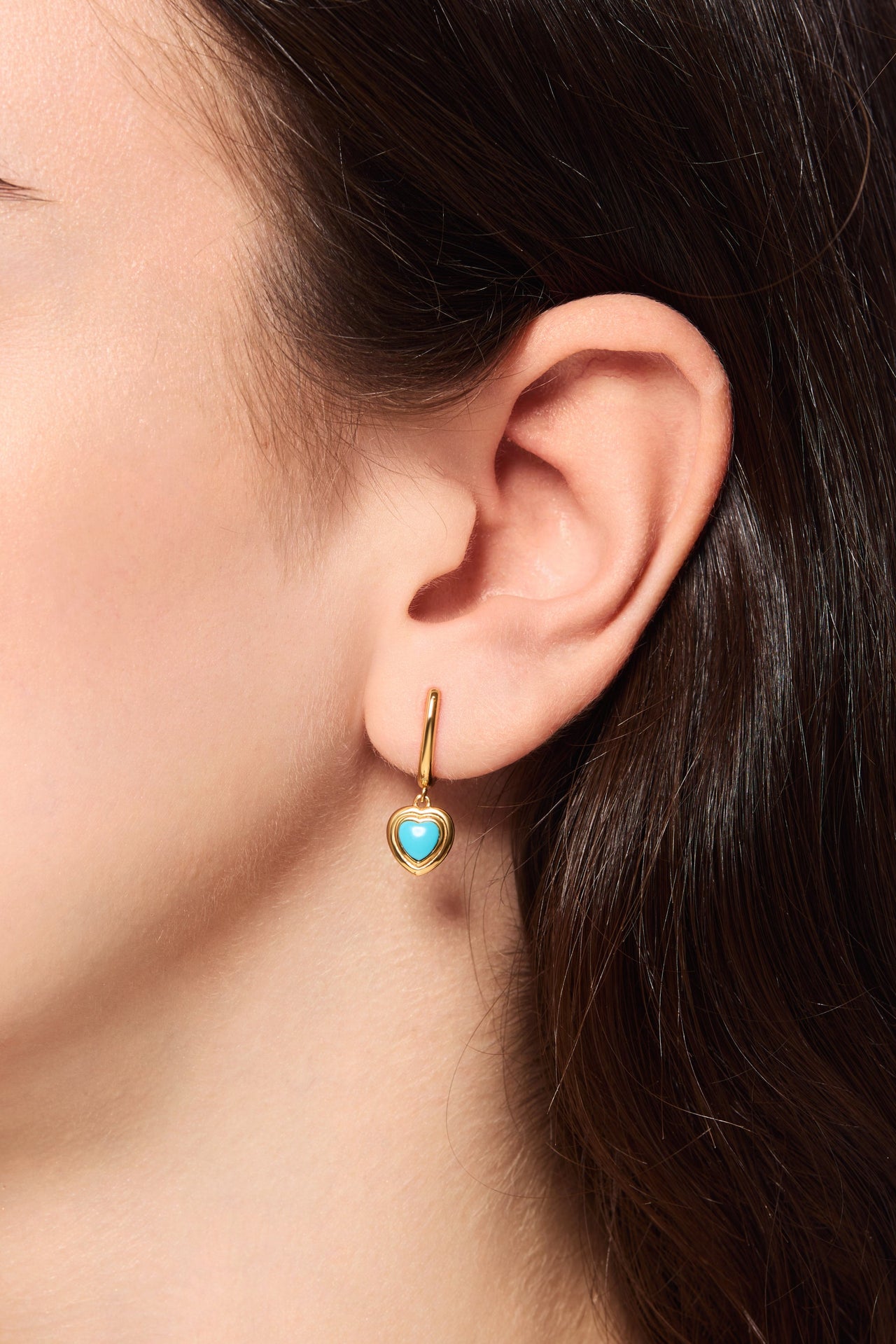 Ridge Heart Turquoise Gold Vermeil Drop Earring