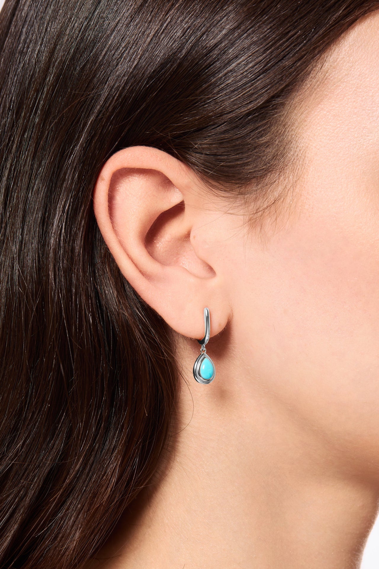 Ridge Teardrop Turquoise Silver Drop Earring