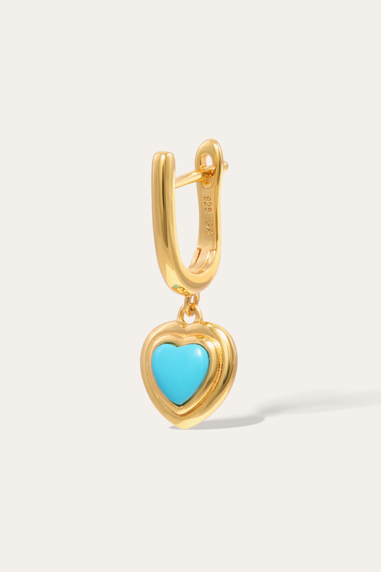 Ridge Heart Turquoise Gold Vermeil Drop Earring