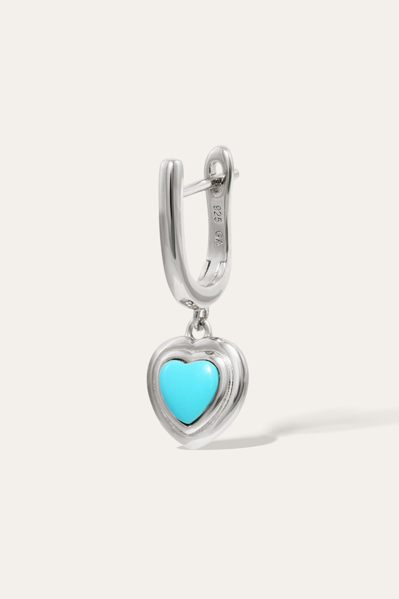 Ridge Heart Turquoise Silver Drop Earring