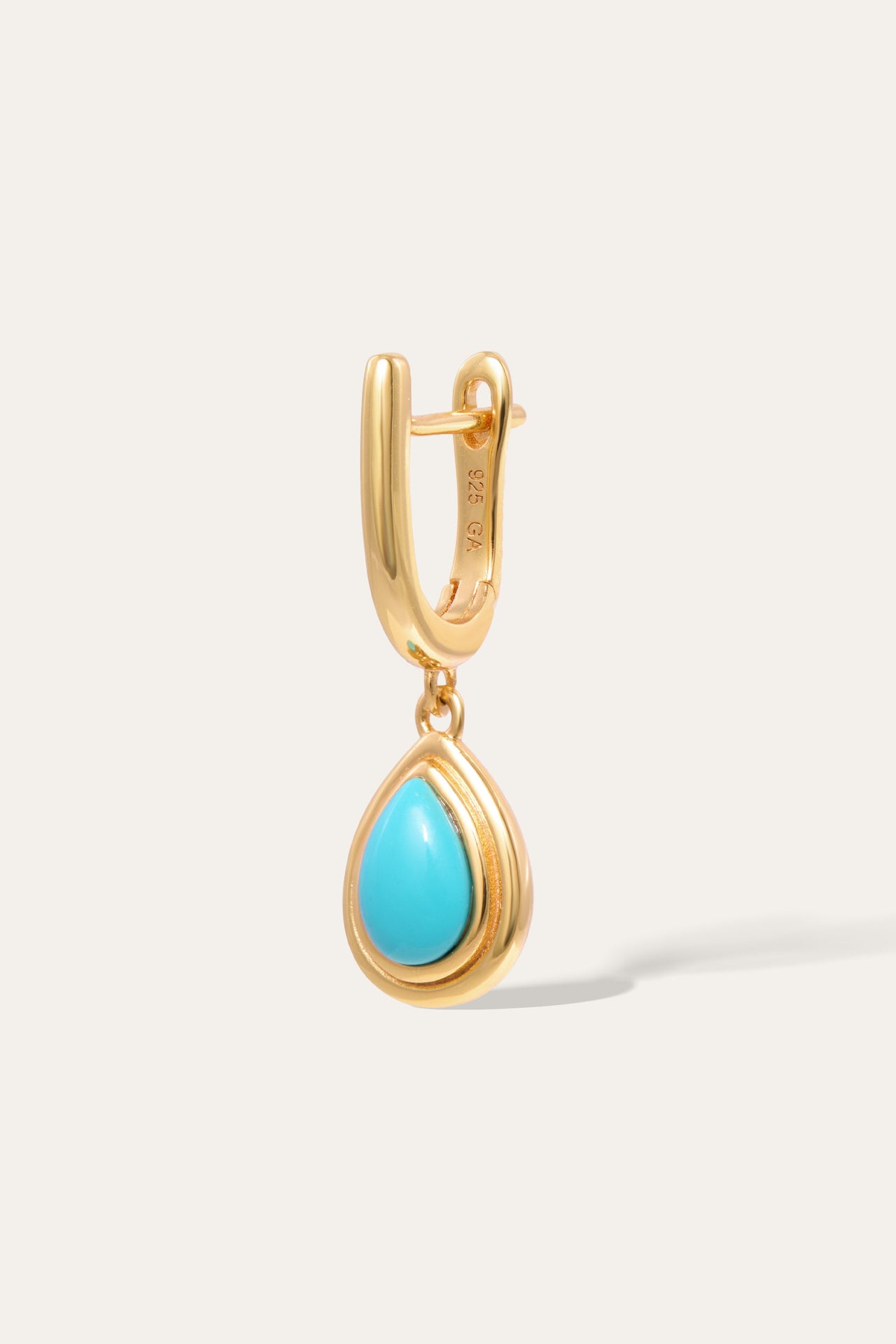 Ridge Teardrop Turquoise Gold Vermeil Drop Earring