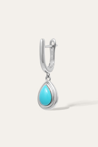 Ridge Teardrop Turquoise Silver Drop Earring