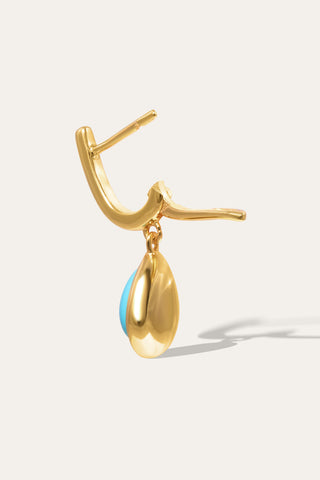 Ridge Teardrop Turquoise Gold Vermeil Drop Earring