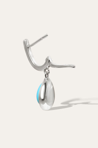 Ridge Teardrop Turquoise Silver Drop Earring