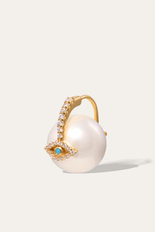 Evil Eye Pearl Gold Vermeil Earring