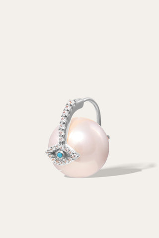 Evil Eye Pearl Silver Earring