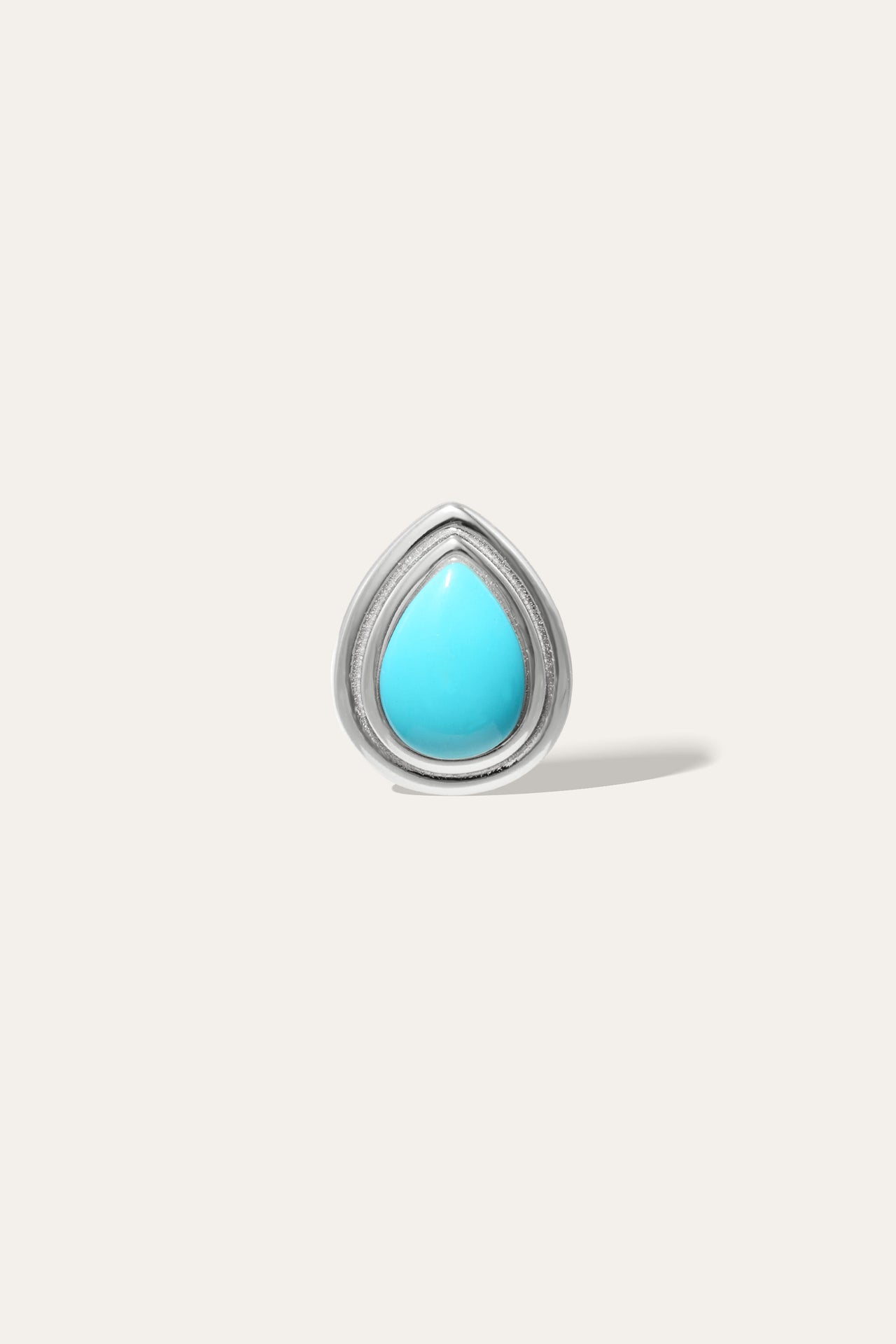 Ridge Teardrop Turquoise Silver Stud Earring