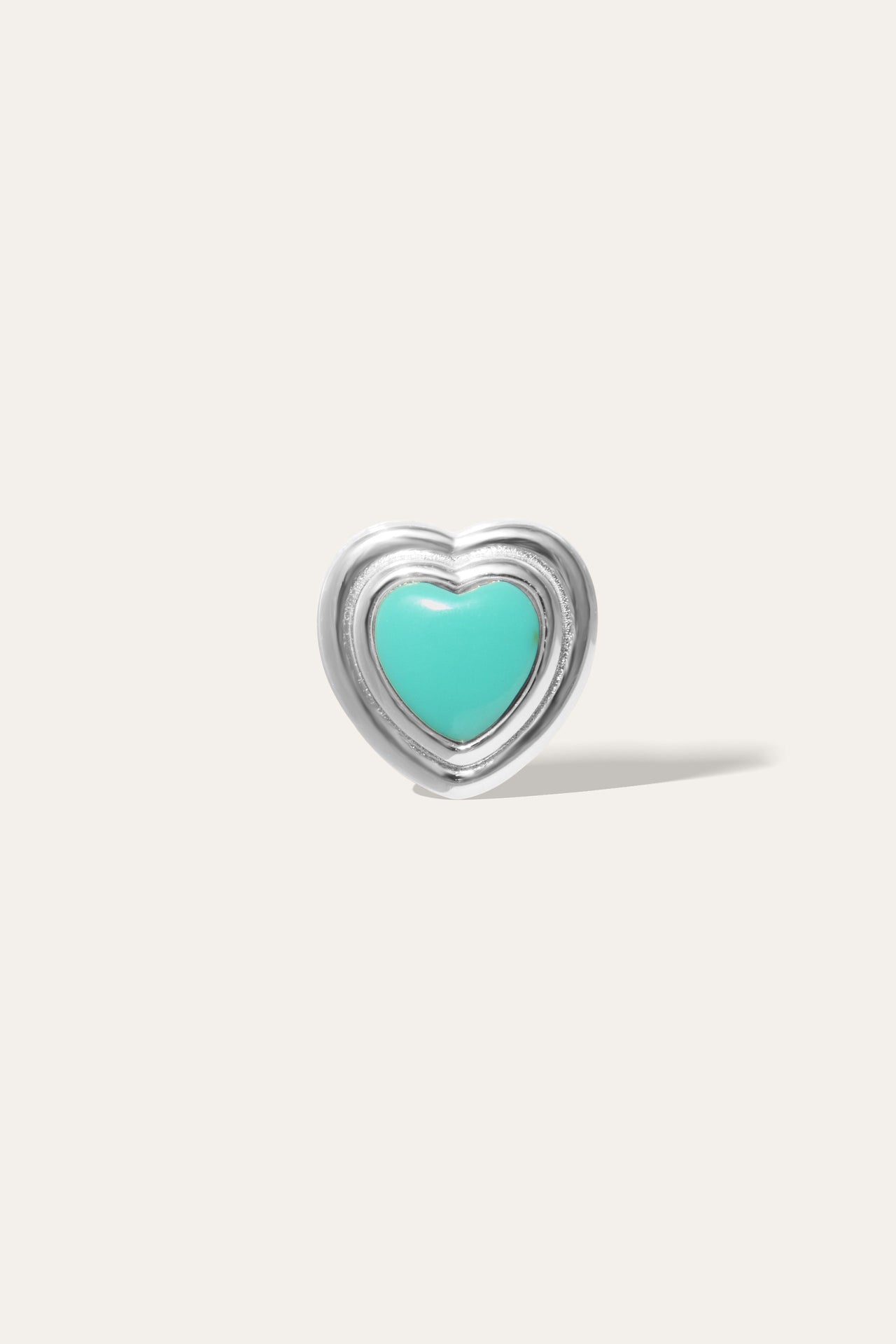 Ridge Heart Turquoise Silver Stud Earring