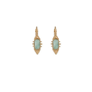 Serti Talisman earrings small size gold - Amazonite