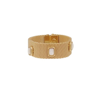 Totem stones bracelet large size gold - Cornaline & Pink Calcite