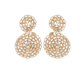 Onde Gourmette strass earrings small size gold